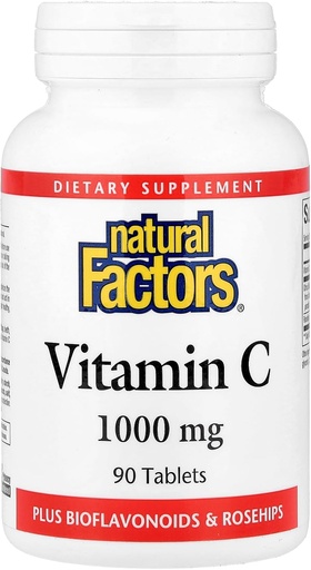[BRSWIYTYCUPWOAYZ] Factores naturales - Vitamina C 1000mg, con bioflavinoides &amp; Rosehips, 90 Tablets