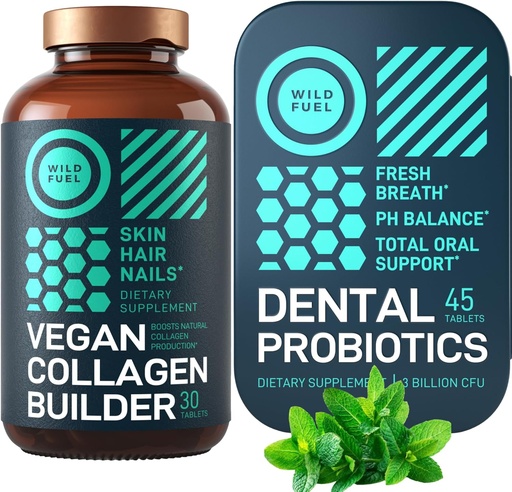 [BRSRMYDQAV6BSAAZ] WILD FUEL Vegan Collagen Builder and Dental Probiotics for Fresh Breath Bundle