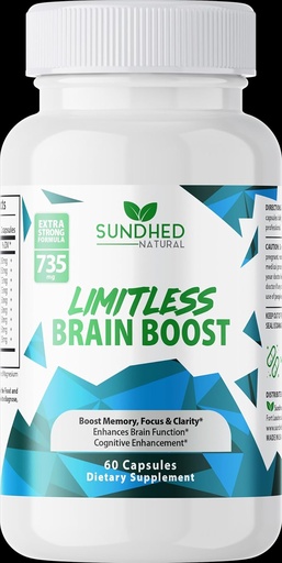 [BRSWGEIHBAIRGETD] Limitless Brain Boost (60 caps) - Memory, Focus, Mental Clarity - Nootropics Scientific Formula for Enhance Performance, Super Ginkgo Biloba, St John Wort Extract, DMAE