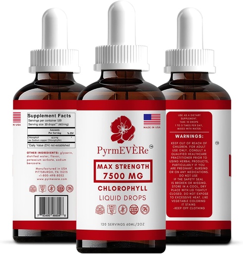 [BRSW2HY5OYAWO3A2] PyrmEVERe Chlorophyll Liquid drops -Made in USA, Mint Flavor, Liquid Chlorophyll , Energy Booster, Immune Support, Natural Deodorant, Altitude Sickness Relief s Non GMO &apos; Vegan - 120 Servings