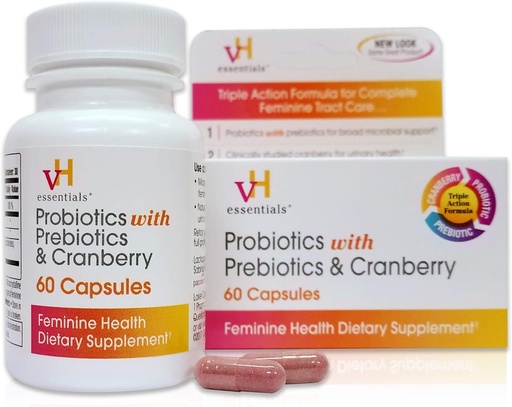 [BRSWKYL5OIBR63Q5] vH esass Probiyotiks with Prebiyotiks and Cranberry Feminine Health Supplement, 60 Count