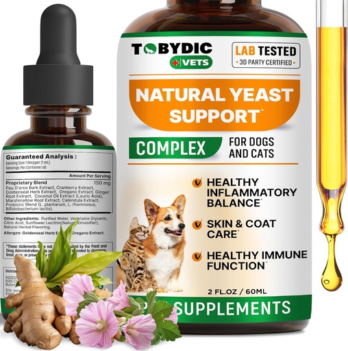 [BRSRAZQ3O4FR4CDF] Natural Cats & Dog Yeast Infection Relief - Itchy Skin & Ear Treatment - Reduces Irritation & Relieves Itching and Allergy - Herbal Medicine Drops Supplement - Made in USA
