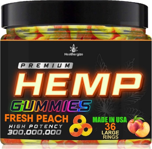 [BRSRMBIOAAAQYDTF] Hemp Gummies Peach Ring Gummy Bears-Natural Hemp Oil for Peace and Relaxation-Promote Sleep and Calmness-Non Groggy Edibles-Natural Omega-Made in USA
