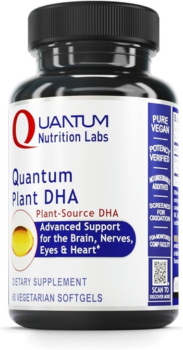 [BRSWYBQ5BMBQG2DG] Quantum Nutrition Labs Plant DHA - ei-GMO Vegan DHA Omega 3 rasvahapot, Algae Based DHA naisille ja miehille, Natural DHA Supplement Sopii Vegans- 60 kasvissyöjä Softgel Kapselit