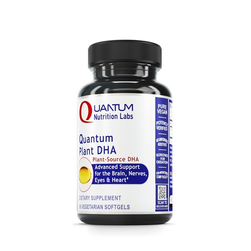 [BRSWYBQ5BMBQG2DG] Quantum Nutrition Labs Plant DHA Supplement for Women & Men - Non-GMO Vegan DHA with Omega 3 Fatty Acids, Algae Based, Suitable for Vegans - 60 Vegetarian Softgel Capsules