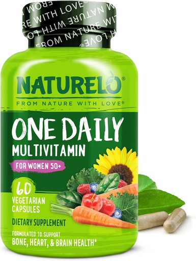 [BRSWGYYFORYRQFLP] NATURELO One Daily Multivitamin for Women 50+ (Iron Free) - Menopause Support for Women Over 50 - Whole Food Supplement - Non-GMO - No Soy - 60 Capsules - 2 Month Supply