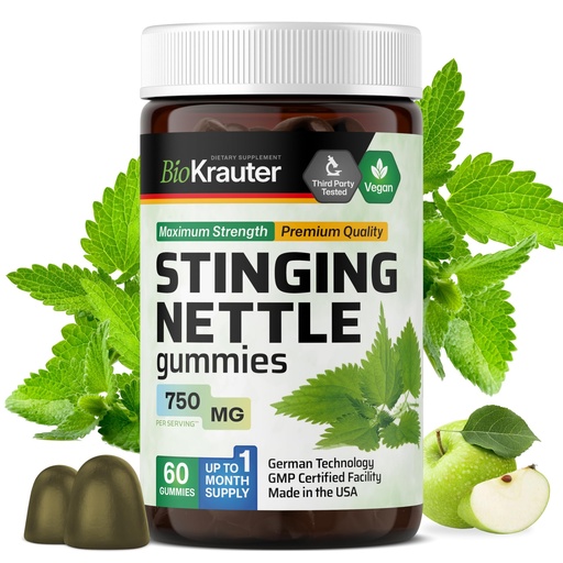 [BRSRMEIDAV5QAC3U] Stinging Nettle for Seasonal & Overall Support, 60 Gummies | Stinging Nettle Root Supplement 750 mg for Urinary Tract Support & Daily Wellness, 30-Day Supply, Apple Flavor