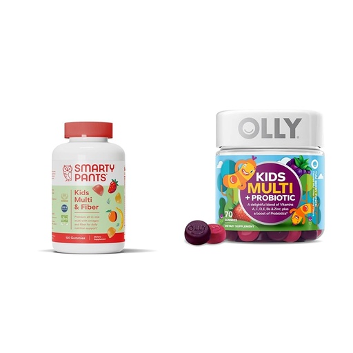 [BRSROBQCCADRGD35] SmartyPants Kids Multivitamin Gummies and Fiber Supplement: Omega 3 Fish Oil & OLLY Kids Multivitamin + Probiotic Gummy, Digestive and Immune Support
