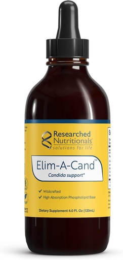 [BRSROYARAV5B4AD4] Researched Nutritionals Elim-A-Cand - Candida Support - Microbial & Gut Health Supplements with Berberine, Slippery Elm, Cinnamon Bark, PAU D'Arco & Marshmallow Root - Herbal Detox Tincture (4 Fl Oz)