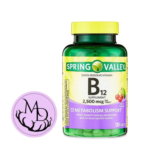 [BRSROBA6DMHAKFLF] Generic Spring Valley, Vitamin B12 2500 mcg, B12 Quick-Dissolve Cherry Flavor Tablets Dietary Supplement, Vitamin B12, 120 Count + DRI Store +Sticker