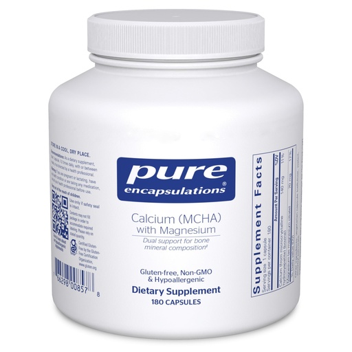 [BRSWIZD5CEEGEELY] Pure Encapsulations Calcium MCHA with Magnesium | Hypoallergenic Dietary Supplement for Bone Support* | 180 Capsules