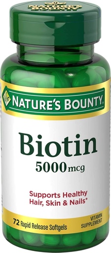 [BRSWIGT2BABREETK] Nature's Bounty Biotin 5000 mcg Liquid Softgels 72 ea (Pack of 5)