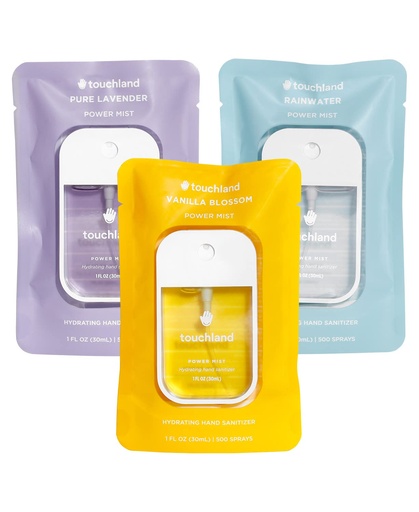 [BRSW2CY2DIBQ4YA7] Touchland Power Mist Hydrating Hand Sanitizer Spray, BLOSSOM Trio Set (Lavender, Vanilla, Rainwater), 1 FL. OZ. Travel Size (Set of 3)