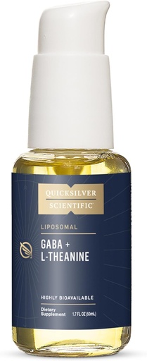 [BRSWKZQ6BQNQAFL2] Quicksilver Scientific Liposomal GABA + L Theanina - Calm, Stress Response & Brain Support - Suplemento GABA biodisponível com L Theanina 100mg (1,7 oz/50ml)