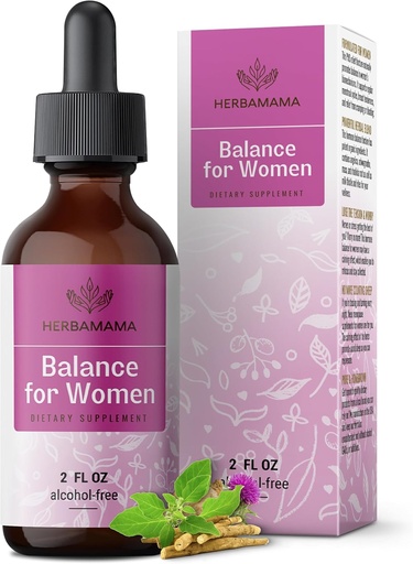 [BRSWYZQBOABW2FI4] HERBAMAMA Balance for women Drops - Maito Thistle, Vitex Berry, Angelica, Maca Root & Ashwagandha Naisten Lisäravinteet - Vegaani, Alkoholi ja sokeriton, 28 päivän toimitus