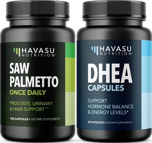 [BRSWYCTYA4JRYDIY] HAVASU NUTRITION DHEA 50mg Supplement (60 Servings) & Saw Palmetto Capsules (100 Servings)
