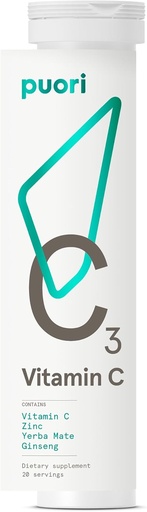 [BRSWYZD2B4OQAFA4] Puori C3taminata C suplementari per a la implementació Immune i contraoxidant - 20 Servitings - C, Zinc, Yeraba Mata, Gagseng Strigue i funció Cognitive