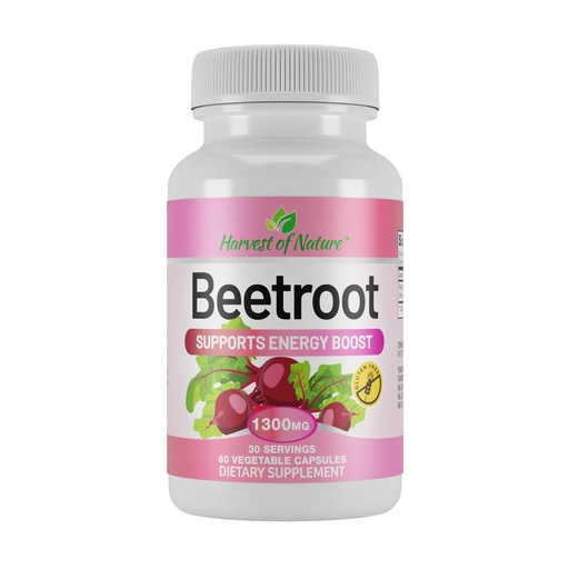 [BRSRAZYEBUFWAYD3] Harvest of Nature Beet Root Supplement 1300mg – Beet Root Capsules with Beet Root Powder for Energy, Endurance, Cardiovascular Health & Recovery – Vegan, Non-GMO, 60 Veggie Capsules