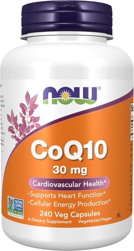 [BRSWIY32BQNBS23Y] NOW Supplements, CoQ10 30 mg, Pharmaceutical Grade, All-Trans Form produced by Fermentation, 240 Veg Capsules