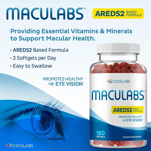 [BRSW2EITAB4GCC33] Vitaminas Ojo - AREDS 2 Base Fórmula - Vitamina Ojo con Lutein " Zeaxanthin para la Salud Macular - Suplementos Visión para Adultos - 180 Softgels Soporte " Cuidado de Ojos - Hecho en EE.UU.