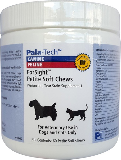 [BRSWKHTQCEDBEFTC] PalaTech Canine / Feline Forsight Petite Soft Chews - Tear Stain Chews for Dogs - Canine Eye Supplement - Understøtter Eye Health - Perfekt til kat & hund Eye Infektion Behandling