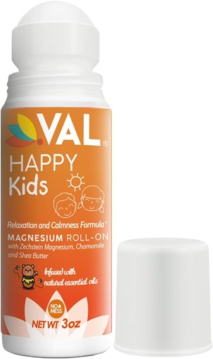 [BRSW2H36BMJWYELU] VAL Magneesium Roll-On for Kids | Õrn Zechstein Magneesiumkloriid | Lõõgastus päevaseks ja magamaminekuks | Rahulik ja meeleolutoetus | Chamomile, Shea Butter & Essential Oils | USA Made | 3oz