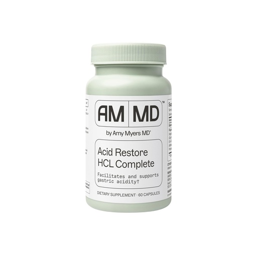 [BRSRAEI6BF5B6CL2] Amy Myers MD Acid Restore with Betaine & HCL - Supplement for Digestive & Gut Health Support - with Slippery Elm Bark - Non-GMO, Gluten-Free & Non-Dairy - 60 Capsules (60 Servings)