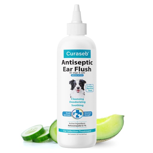 [BRSWGBA3CQPGAHT2] Curaseb Dog Ear Infection Treatment Solution – Soothes Itchy & Inflamed Ears – Cleans Debris and Buildup - 8oz