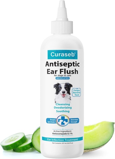 [BRSWGBA3CQPGAHT2] Curaseb Dog Ear Infekce řešení léčby - Zklidňuje ltchy a zanícené uši - Cleans Dethers and Buildup - 8oz