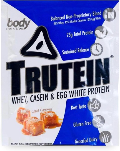 [BRSWKYI7OIMR6YA5] Body Nutrition, Trutein Protein Powder, Breakfast Shake, Meal Replacement, and Pre and Post Workout Recovery Drink Mix, 25 Grams of Protein, Salted Caramel, 34 Gram Sample