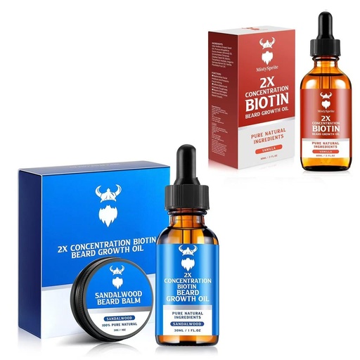 [BRSRAGIPAQHBUFL3] Sandalwood Beard Growth Kit with 2X Biotin for Men and Vanilla Beard Growth Oil，Natural Ingredients & Thickens Facial Hair Growth