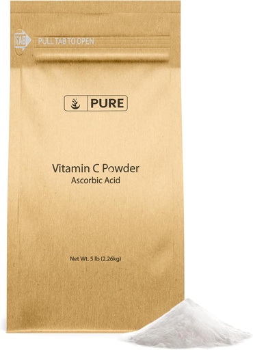 [BRSWGZD7O4BQ233K] PURE ORIGINAL INGREDIENTS Vitamin C Powder (5 lb) Ascorbic Acid, Non GMO, Dietary Supplement