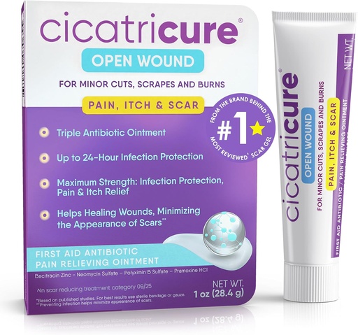 [BRSROBAYDINQ4CLZ] Cicatricure Triple Antibiotico Unguento con Rilievo Del Dolore, Bacitracin Antibiotico Unguento & Crema per la Cura Del Guasco, Guarire Unguento per Taglio, Bruci, Insetti Biti, Forniture di Primo Soccorso Essenziale, 1 oz