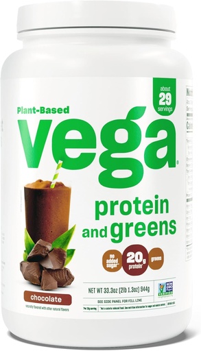 [BRSRMBI6BMFGEC36] Vega Protein and Greens Protein Powder, Chocolate - 20g Plant Based Protein Plus Veggies, Vegan, Non GMO, Pea Protein for Women and Men, 2.1bs