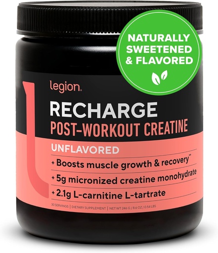 [BRSW2YL2BEORGC34] LEGION Recharge Post Workout Supplement - Alle natürlichen Muskel-Erbauer und Erholungsgetränk mit mikronisiertem Kreatin Monohydrat Natürlich gesüßt & Flavored (Unflavored, 30 Servieren (Pack von 1)