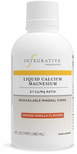[BRSWIEIOOV7GMFA5] Integrative Therapeutics Liquid Calcium Magnesium 2:1 - Calcium Supplement for Bone Support* - Delicious, Liquid Formula - Does Not Contain Sugar, Gluten or Dairy - Orange Vanilla, 16 oz (32 Servings)