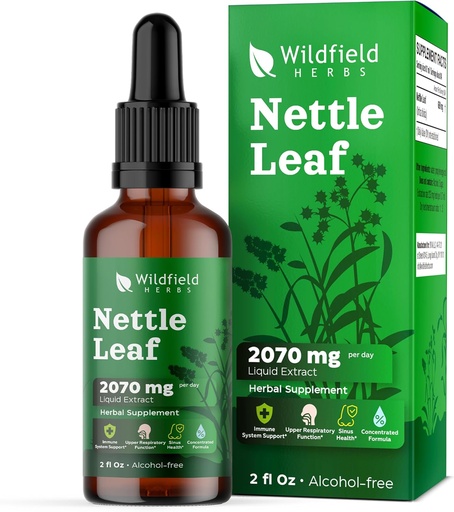 Stinging Netle Leaf Extract Drops 2000mg (Urtica dioica L.) Билкови добавки Absorbs по-добре от капсули, 1 месец доставка, 84 Сервизи, Алкохол-свободна Тинктура - 2 Оз, Опаковка от 1