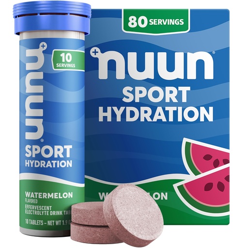[BRSWK2QHDEBRMDLU] Nuun Sport Electrolyte Tablets with Magnesium, Calcium, Potassium, Chloride & Sodium, Gluten Free & Vegan, Watermelon, 8 Pack (80 Servings Total)