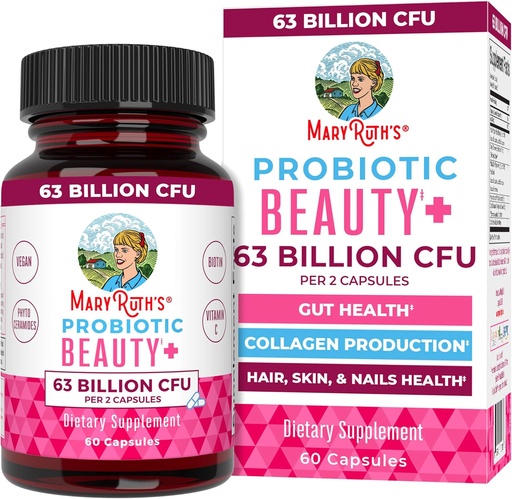 [BRSWGAIRA4HGGH3O] MaryRuth Orgánicas Belleza Probiótica Capsules ← Vegan Collagen Support ← Anti-Aging Silencio Gut Health Silencio Hair Skin and Nails Vitaminas ← Skin Care ← Biotin ← Proyecto No-GMO Verificado 60 Conde