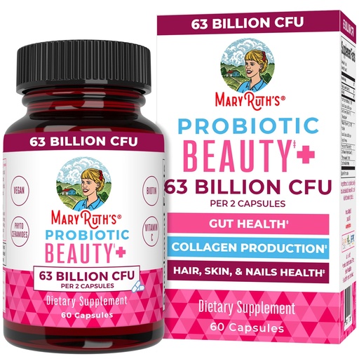 [BRSWGAIRA4HGGH3O] MaryRuth Organics Probiotic Beauty Capsules | Vegan Collagen Support | Anti Aging | Gut Health | Hair Skin and Nails Vitamins | Skin Care | Biotin | Non-GMO Project Verified | 60 Count