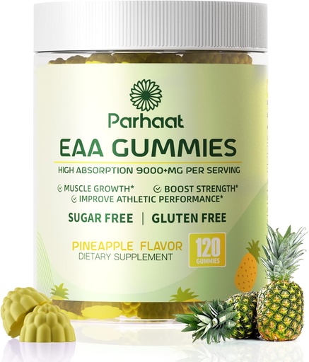 [BRSRAHALPJ7BSE3V] EAA Gummies 120 Gummies (Pineapple), Essential Amino Acids - All 9 Essential Aminos (EAA) and All Branched-Chain Aminos (BCAAs), Non-GMO, Gluten Free, Vegetarian Friendly
