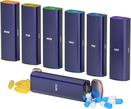 [BRSROBT6CAGQMCDZ] Organisateur hebdomadaire de pilules 2 fois par jour, KANGYAN alliage d'aluminium Pill Box 7 Day, Am Pm deux fois par jour Pill Case, contenant de support de pilule pour la vitamine, la médecine, supplément, huile de poisson