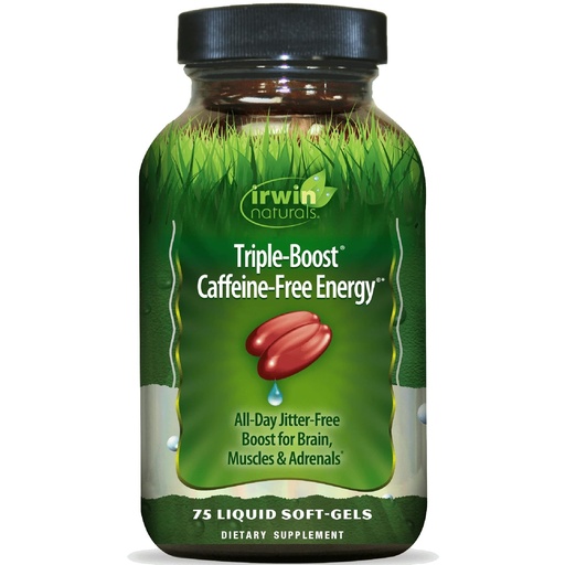 [BRSWIZQ3CEGQCCDE] Irwin Naturals Triple-Boost Caffeine-Free Energy - Lasting, Jitter-Free Focus - Brain Boosting Nootropic - 75 Liquid Softgels