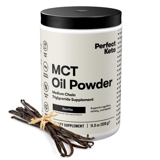 [BRSWGZIDOQHRGC3L] Perfect Keto 7g MCT Oil Powder, Medium Chain Triglycerides Supplement, Non Dairy Coffee Creamer for Keto Diet, Ketogenic MCT Oil Mix for Coffee, Smoothie, Protein Shakes and Tea, Vanilla, 30 Servings