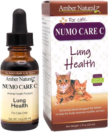 [BRSWG2YKOUHWM3Y2] Amber NaturalZ Numo Care C Respiratory Support for Cats | Fórmula Herbal para axudar a manter a función normal do pulmón, Clear Airways e Immune Health