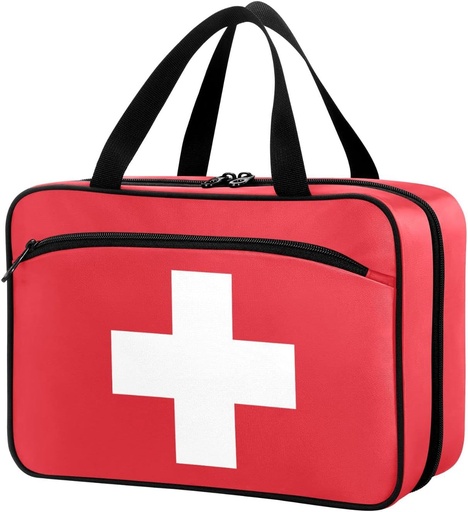 [BRSRMCAKCVYAYCT2] Naanle Pill Organizer Bag Travel Pill Bottle Medicine Organizer Home Storage Medication Bag for Vitamin Supplements, White Cross Empty Red First Aid Bag for Car Camping, 1.0 Count
