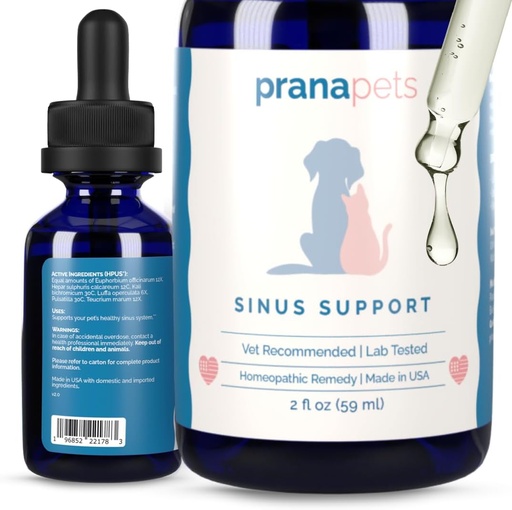 [BRSROFIECINGM3IZ] PranaPets Sinus Support Liquid Supplement для Pets Naturally Підтримує Cat & Dog Sinus Relief Натуральна формула для затримання
