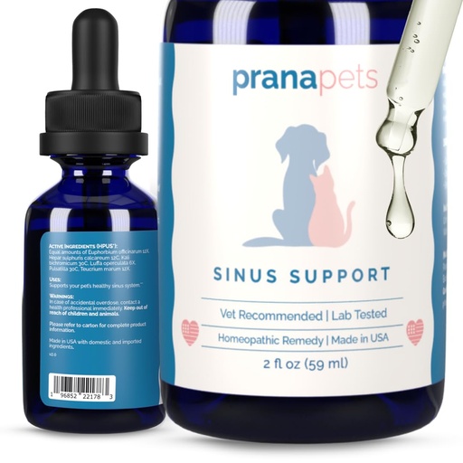 [BRSROFIECINGM3IZ] PranaPets Sinus Support Liquid Supplement for Pets | Naturally Supports Cat & Dog Sinus Relief | Natural Formula for Congestion
