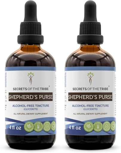 [BRSWGYY2AQPBO2D6] Secrets of the Tribe Shepherd's Purse Alcohol-Free Liquid Extract, Shepherd's Purse (Capsella Bursa-Pastoris) Dried Herb (2x4 FL OZ)