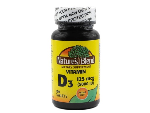 [BRSWIGQRA57AGEDY] Nature's Blend Vitamin D3, 5000 IU 100 Tablets